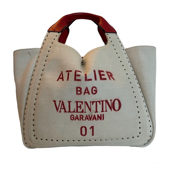 Valentino Garavani Atelier 01 Tote Studded Canvas Medium - Picture 1 of 14
